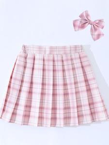 กระโปรงสั้นลายจุด JK School Uniform สำหรับเด็กผู้หญิง ช่วงฤดูร้อนปี 2024 กระโปรงสั้นทรงเอเอวสูง กระโปรงสั้นผู้หญิง
