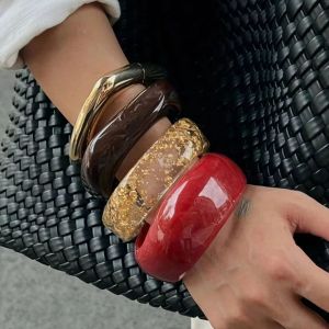 Ingemark 4 Styles Punk Irregular Resin Acrylic Bangles for Women New Trend Vintage Geometric Wide Bracelets Steampunk Jewelry
