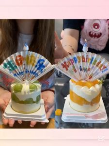 Fan surprise banner candles funny party Happy birthday cake扇形惊喜横幅蜡烛搞怪派对生日快乐蛋糕装饰儿童小丑创意许愿