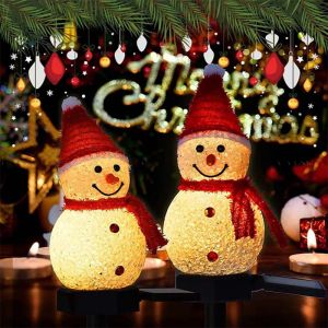 1pc Solar Snowman Pathway Lights LED Outdoor Christmas Snowman Decorations Waterproof Garden Stake Lights
