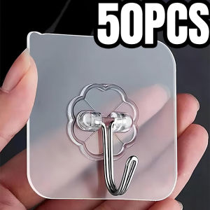 1-100pc Strong Sticky Transparent Hooks Traceless Self Adhesive Hooks Kitchen Bathroom Multi-Function Towel Key Storage Hanger