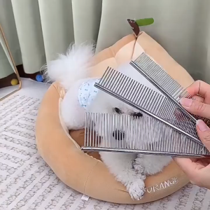 Stainless Steel Long Round Pin Dematting Shedding Grooming Pet Dog Cat Comb / Brush Sikat Kucing Anjing