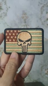 ตัวรีดติดเสื้อ อาร์มติดเสื้อ เครื่องหมายทหาร ลายกะโหลก ธงชาติ Punisher USA แบบรีด ติดเสื้อผ้าได้ ติดกางเกง กระเป๋า เสื้อ