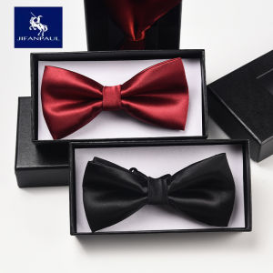 Mens Fashionable Black Bow Tie Shirt Front Pocket Patch Business Casual Red Butterfly Knot Tuxedo Suit Accessory