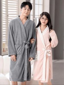 Long Sleeve Thickened Soft Cotton Bathrobe Leisure Home Use Student Bath Towel Post Bath Kimono for Men And Women Universal