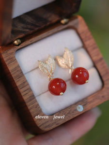 ต่างหูมุกสีแดงธรรมชาติ ดีไซน์ใหม่ สไตล์จีนโบราณ ต่างหูสุดหรูหรา เครื่องประดับแฟชั่นสำหรับผู้หญิง