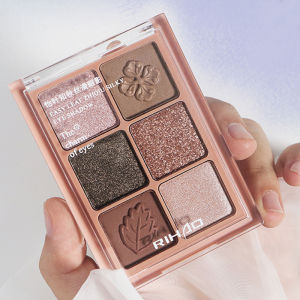 Rihao Silky Eye Shadow Plate Chocolate Earth Color Series Shimmer Matte Six-Color Beginner Comprehensive Good-looking Female