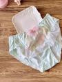 Embroidered Milk Silk Lotus Leaf Princess Student mid Waist Triangle Cute Ladies Underwear Breathable Quick Dry Polyester Fiber. 