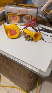 Đôi còi ngân 6 tiếng HUAZHENG âm thanh lớn dùng cho xe tải xe khách..Điện 12v và 24v