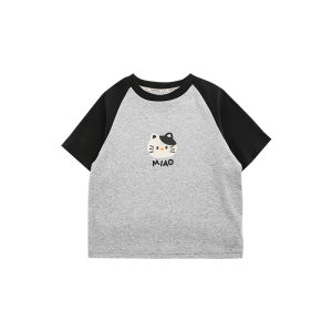 Cute Panda Print T-Shirt And Loose Casual Pants Set for Boys Soft Elastic Comfortable Cotton Blend Fabric Daily Wear Spring Summer