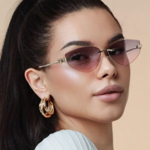 High-end Gradient Cat-eye Glasses With Metal Thin Frames Uv Protection And Sun Protection Features 413
