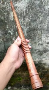 Tongkat Komando Kayu Stigi Ukir Kaligrafi Panjang 60 cm