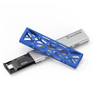 Wavlink Aluminum M.2 NVMe SSD Enclosure USB 3.1 Gen 2 (10 Gbps) to NVMe PCI-E M.2 SSD Case Support UASP for NVMe SSD Size 2230/2242/2260/2280 (up to 2TB) with Type-C OTG converterSilicone case and Pouch