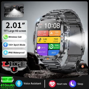 LIGE Smart Watch for Men 2.01 inch TFT IPS HD Screen 400mAh Big Battery Bluetooth Call IP68 Waterproof 100+ Sports Fitness Tracker Jam Tangan Lelaki