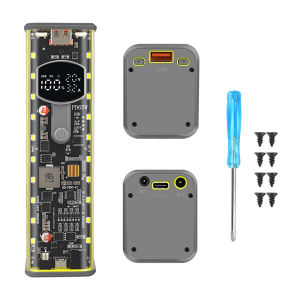 8 Sections 18650 Battery Case PD 65W Super Fast Charging Transparent Rechargeable Case Weldless Battery Case with Outdoor Light
