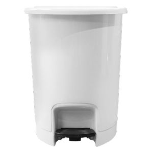 ชุดคู่สุดคุ้ม ถังขยะเหยียบกลม ขนาด12 ลิตร สีขาว+ถุงขยะคละสีขนาด 18x20 จำนวน 1 แพค ตัวของขอบถังพลาสติก สำหรับล็อคถุงขยะด้านใน