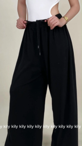 Buy 1 Take 1 KILY.PH New Wide Leg Pants High Waist Drawstring Loose Gray Sports Sweatpants 7A0052