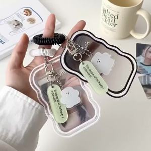 Creative Design Kpop Photocard Holder Transparent Card Holder Keychain Photo Sleeves Bus Card Student Card Case Photo Protector
