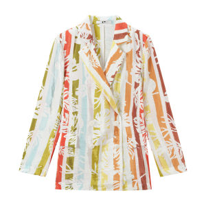 Casual Resort Style Striped Print Summer Suit