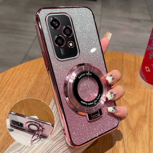 Honor 200 Lite Youth Edition Phone Case Luxury Gradient Sparkle Soft Shell with Creative Magnetic Stand Full Cover Ultra-Thin Anti-Fall Protection