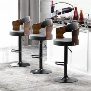 Adjustable Solid Wood Back Bar Stool