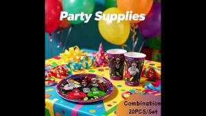 Gorilla Tag Birthday Party Supplies Tableware Set Paper Cup Plate Napkin Backdrop Banner for Favor Birthday Party Gifts