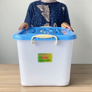 NAGAMAS Box Kontainer Plastik Dengan Roda Kotak Penyimpanan 60 Liter Putih Susu