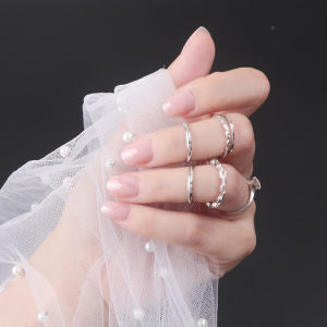 24Pcs/strip Short Square Round Head Glossy Press on Nail Tips Solid Color Acrylic Wear False Nails Polish Fake Nails Art No Glue