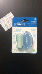 [[ HG126-INTL ] Bàn chải răng ngón tay Dr.Browns / rơ lưỡi hình ngón tay màu xanh lá nhạt - có hộp đựng