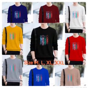 Bisa COD Sweater Keren Crewneck Elegan Kaos Pria Trendy Sweatshirt Kasual Sweter Baju Eat Play