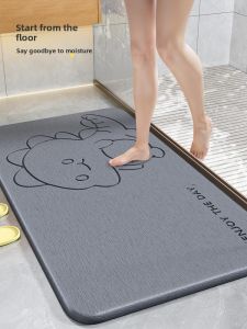Non-Slip Bathroom Mat Home Use Silicon Dinosaur Foot Pad Toilet Entrance Door Mat Absorbent Bathroom Floor Rug Cartoon Style