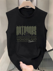 Áo Thun Cotton Nguyên Chất Không Tay Mùa Hè Thời Trang Thể Thao Rộng Rãi Cho Nam Áo Thun in Họa Tiết Hoạt Hình Thoáng Khí