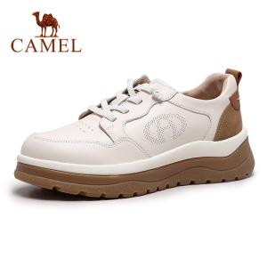 รองเท้าลำลองผู้หญิง Camel หนังแท้ ฤดูใบไม้ร่วง 2024 รองเท้าเดินทางแบบสวมหัวกลม พื้นยาง รองเท้าลำลองแบบสวมสบาย