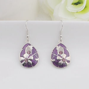 Womens Trendy Charm Earring Water Drop Shape Rhinestone Enamel Fashion Jewelry Accessory