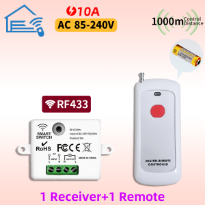 RF433 wireless remote control wall switch module 110V 220V 10A miniature magnetic control relay household lamp fan LED TV