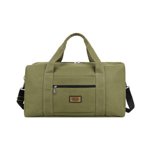 Large Capacity Canvas Travel Bag Mens Business Trip Shoulder Bag Fitness Luggage Retro Style Pure Color Zipper Pocket