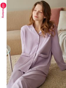 FENTENG | Spring Autumn Muslin Velvet Long Sleeve Cardigan Pajamas Set Plus Size Wearable Outdoors
