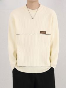 HENGYUANXIANG | High-Quality Wool Blend Knitted Sweater For Men Round Neck Thickened Warm Simple Winter Fashion City Style Polyester Nylon Acrylic
