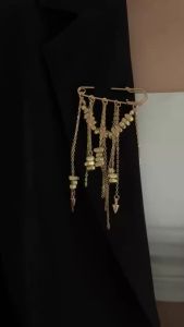 Ingemark | Ingemark Trendy Elegant Irregular CCB Brooch for Women Vintage Metal Tassel Suit Collar Pins Clip 2026 New Party Jewelry Gifts