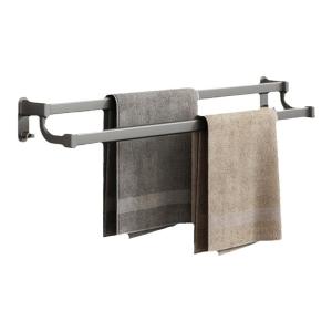 youqin | Luxury No Drilling Required Space Aluminum Double Rod Towel Rack