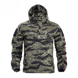 SINAIRSOFT Mens Lightweight Tactical Hoodie Outdoor Camo Lightweight Performance Pullover Hoodie Tiger Stripe Sports Coat