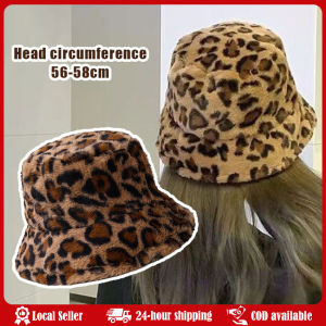 Winter Bucket Hat Womens Fashion Leopard Panama Warm Hats Female Vintage Faux Fur Fisherman Cap Hats For Women Hat Woman Winter Show Face Little Leopard Print Fisherman Hat Woman Versatile Warm Pot Hat Ins Plush Bucket Hat