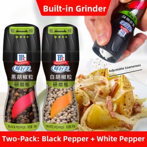 Freshly Grindable Pepper Grains with Grinder 2 Bottles
