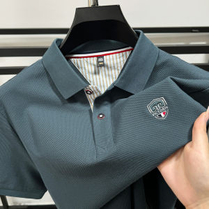 Heavy Weight Pure Cotton Slit Hemline at Hem Polo Shirt Mens Short Sleeve Summer T-Shirt Half Sleeve Casual Loose Lapels Mens Clothing