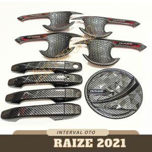 Paket Outer Handle Pintu Tank Cover Bensin Mobil Raize 2021-2023 Carbon