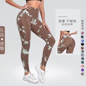 High Waist Fitness Pants Womens Sporty Tight Leggings Breathable Moisture Wicking Yoga Pants Ass Enhancing Dyed Tights