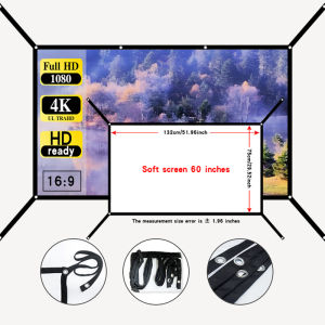 16: 9 Simple Projection Screen (Extended) 60-72-84-100-120-150 inch Wall Mounted Folding Projection Screen