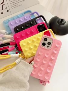 Candy Color Suction Cup Phone Case For iPhone 17 15 16 14 13 11 12 Pro Max Air XR Bracelet Lanyard Silicone Holder Soft Cover