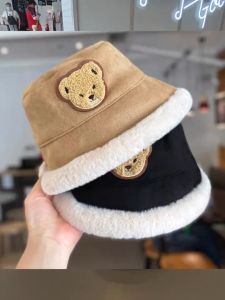 Mũ bucket Da Lộn Lót Lông Cừu Vành Rộng Giữ Ấm Mùa Đông Dành Cho Bé 3-7 Tuổi
