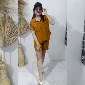 setelan pendek wanita kringkel airflow tebal